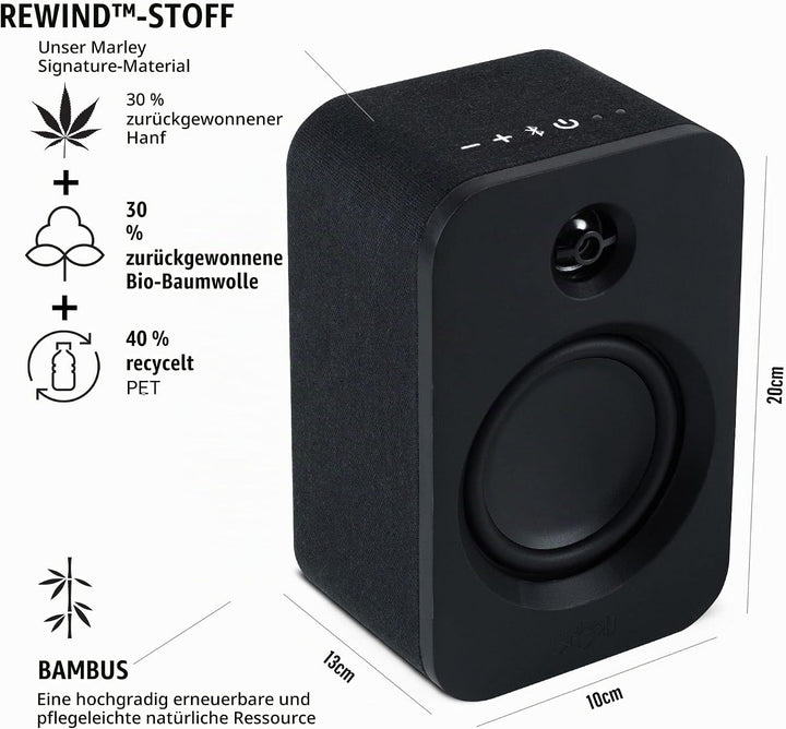 House of Marley Get Together Duo Bluetooth Lautsprecher Boxen Schwarz - Nachhaltig hergestellte Rega