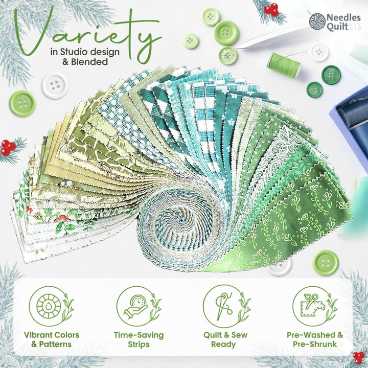 Needles Quilt Studio – 6,3 cm vorgeschnittenes 40 Stoffstreifen Bundle (Sommerwald) | Baumwollstreif
