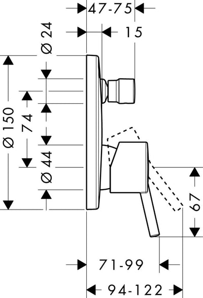 hansgrohe Talis S Unterputz Wannenarmatur, für 2 Funktionen, Chrom Wanne mit integrierter Sicherungs