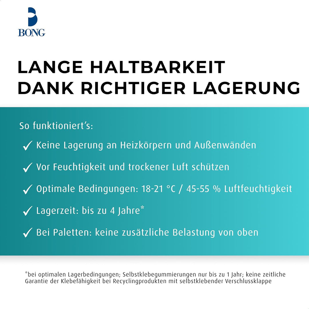 Bong Versandtasche B4 (100 Stück), haftklebende Versandtaschen ohne Fenster, fadenverstärkte weisse