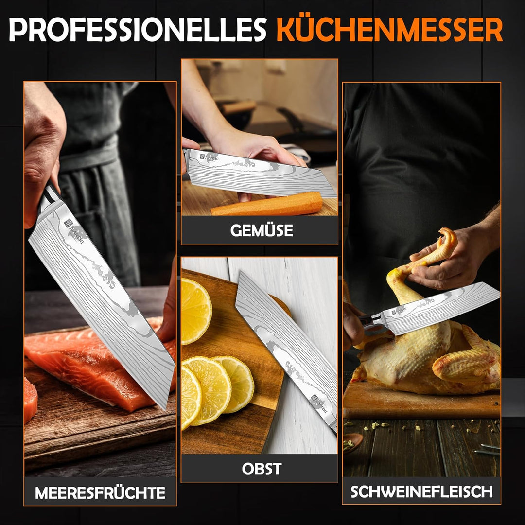 JUANSHI® Chopper 20,5 cm Klingenlänge Tranchiermesser Scharfes Kiritsuke-Messer Scharfes Fleisch-Gem
