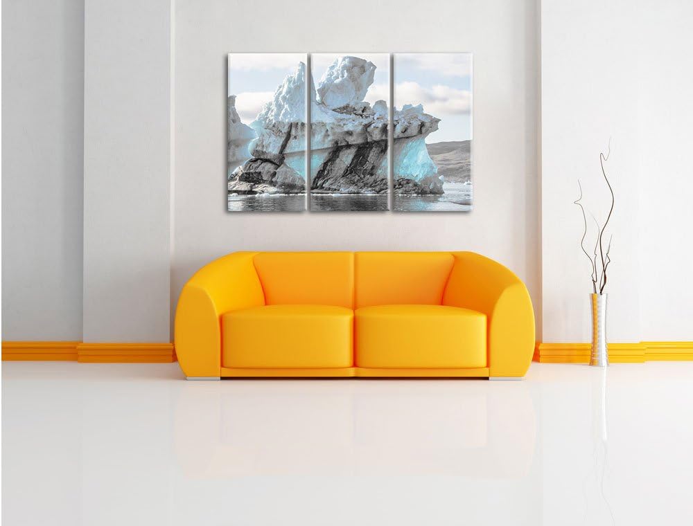 Pixxprint gigantischer Eisberg als Leinwandbild | Grösse: 3 Teilig (120x80) | Wandbild| Kunstdruck |