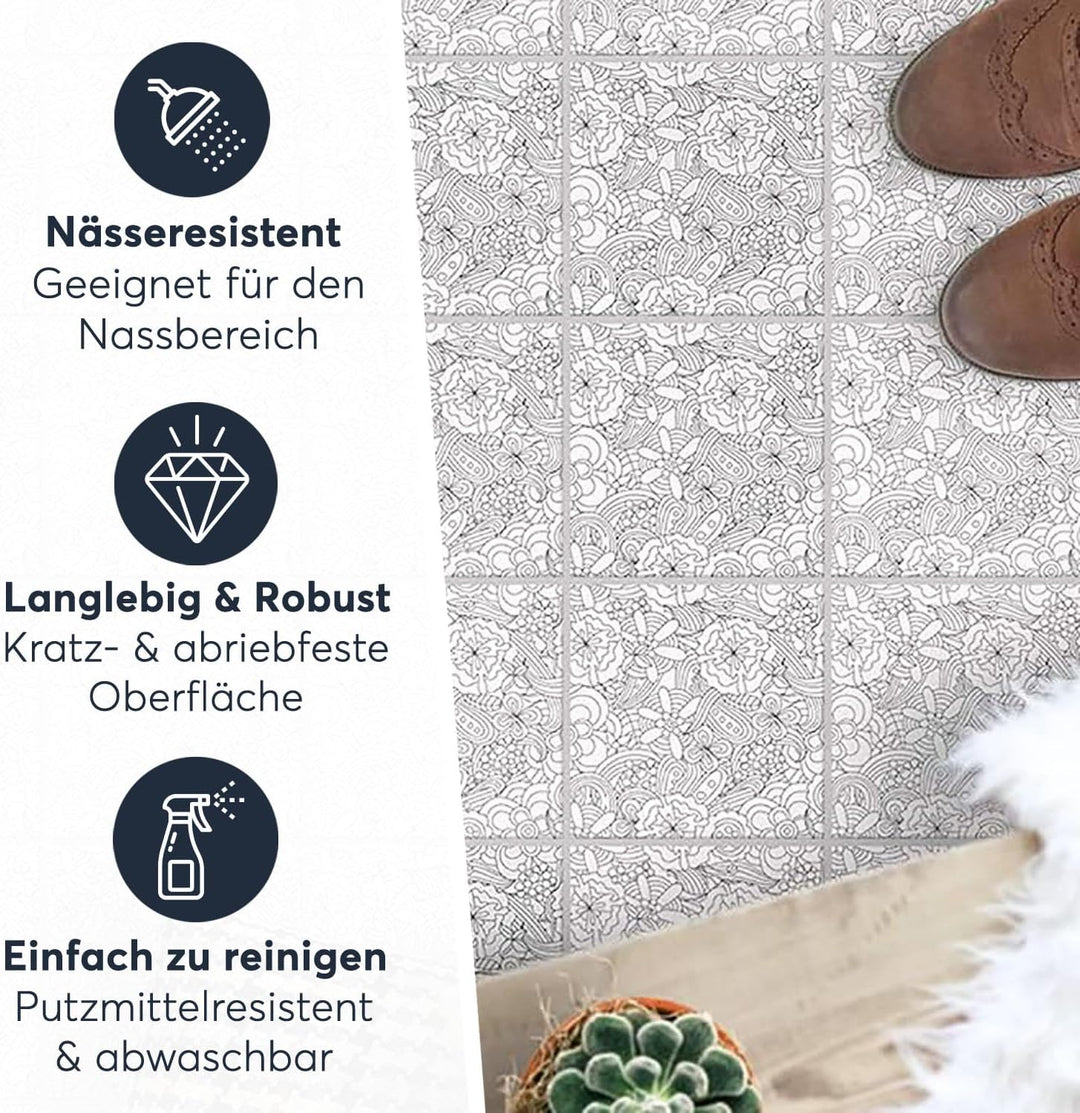 Fliesensticker für - [ Boden Fliesen ] - Aufkleber Folie Sticker für Fliesen Boden - Küche oder Bad