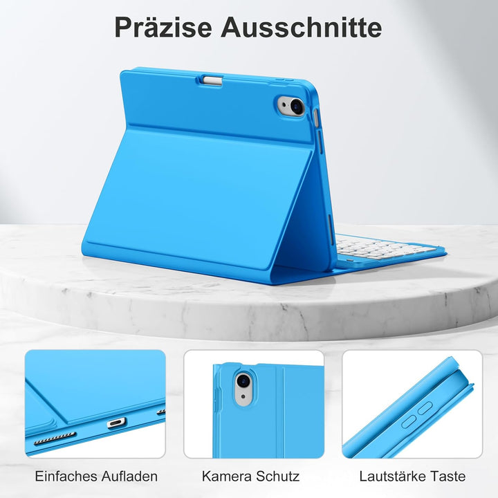 drivego Hülle mit Tastatur für iPad A16 11 Generation 2025/10 Generation 2022(11/10.9 Zoll), Magneti