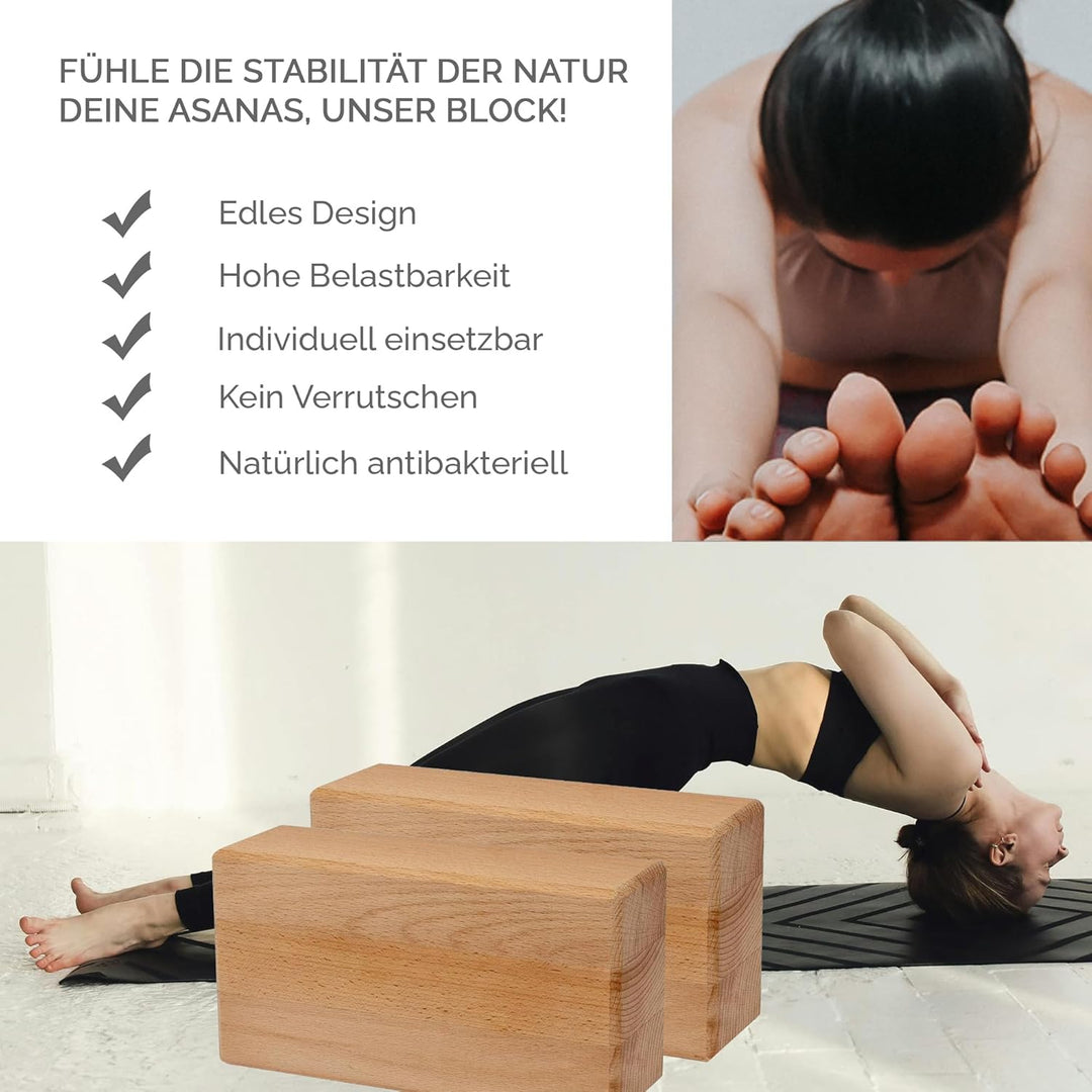 Yogablock Holzklötze für Yoga Pilates Stretching und Meditation Natürlich umweltfreundlich stabile U