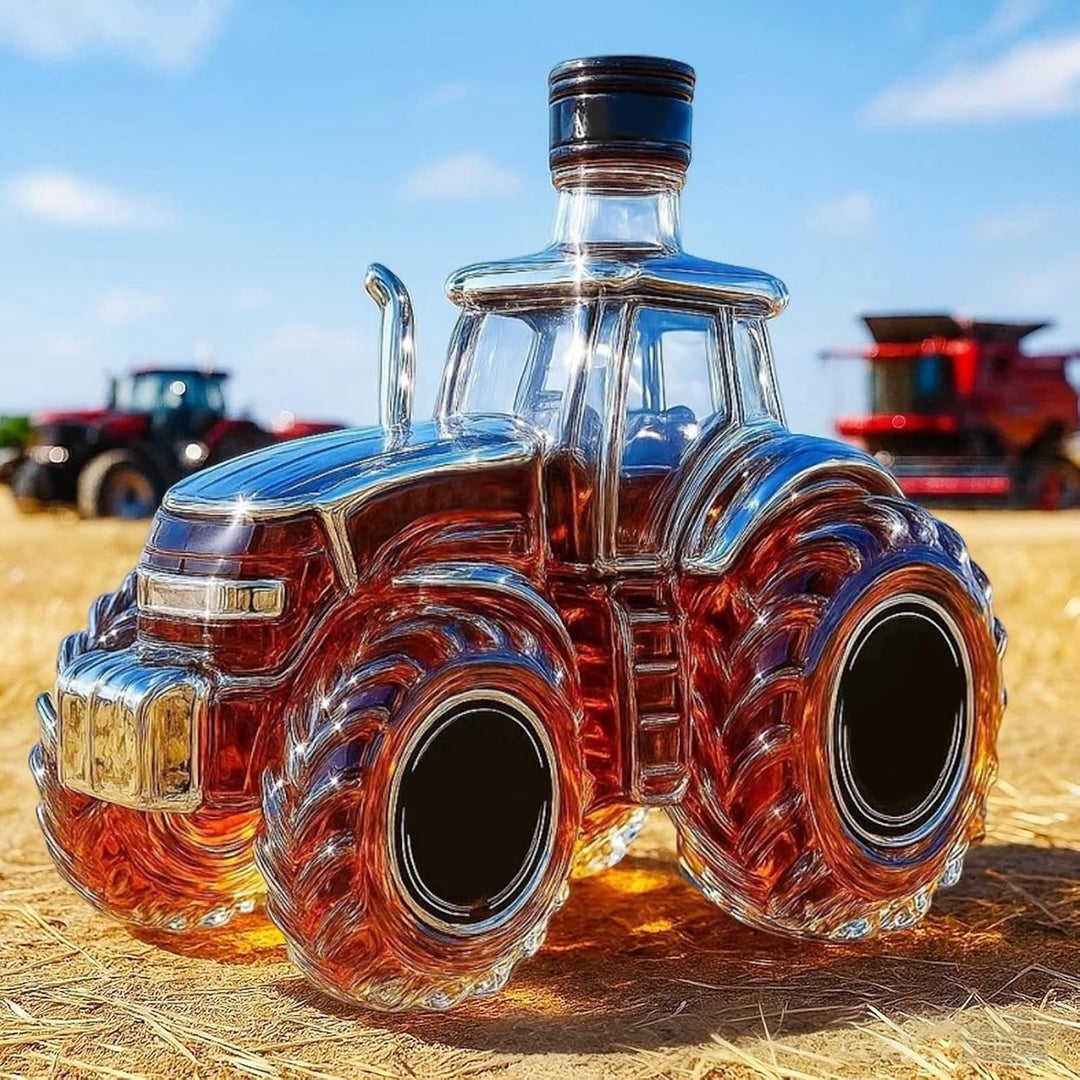 Whisky Glasflaschen - 300ml Traktor Design Getränkebehälter,Spirituosen Karaffe Flasche,für Familien