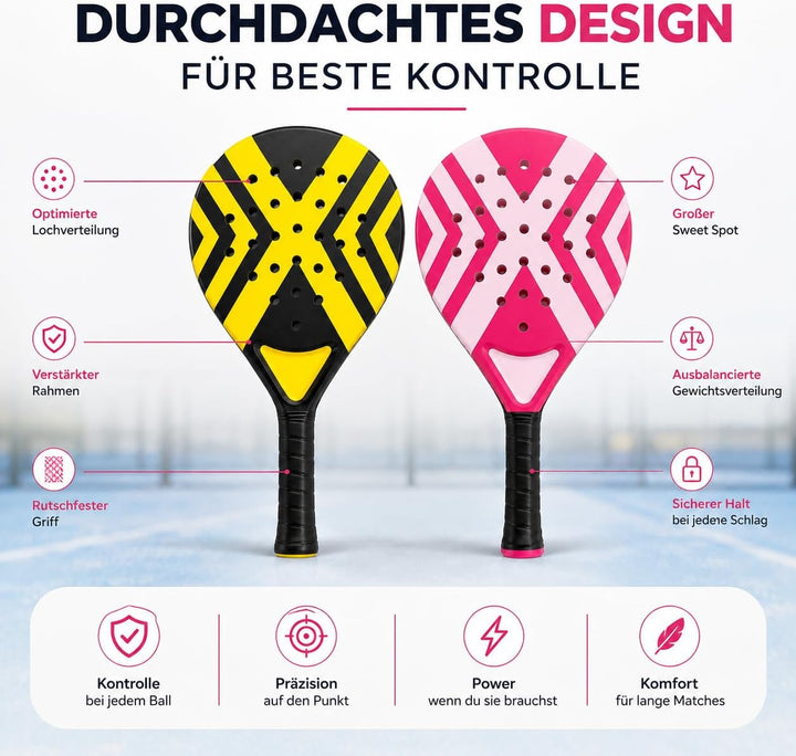 Padel Schläger Erwachsene Profi Racket Padelschläger Set mit Meshtasche Tennis Schläger für Anfänger