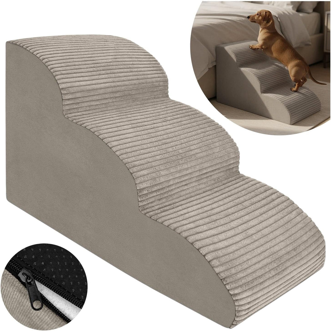 Hundetreppe 3 Stufen - 60 x 30 x 40 cm - rutschfest Weich für Kleine Hunde Haustiertreppe Stabil Sic