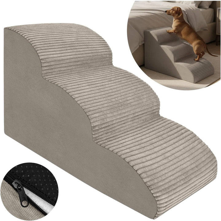 Hundetreppe 3 Stufen - 60 x 30 x 40 cm - rutschfest Weich für Kleine Hunde Haustiertreppe Stabil Sic
