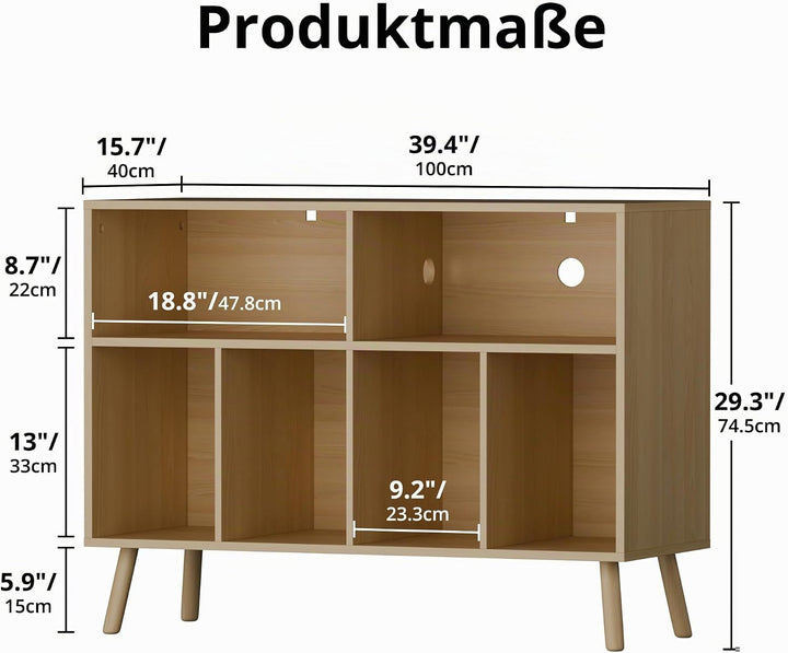 Plattenspieler-Ständer mit Schallplattenaufbewahrung, Vinyl-Plattenregal mit Präsentationsfläche, Sc