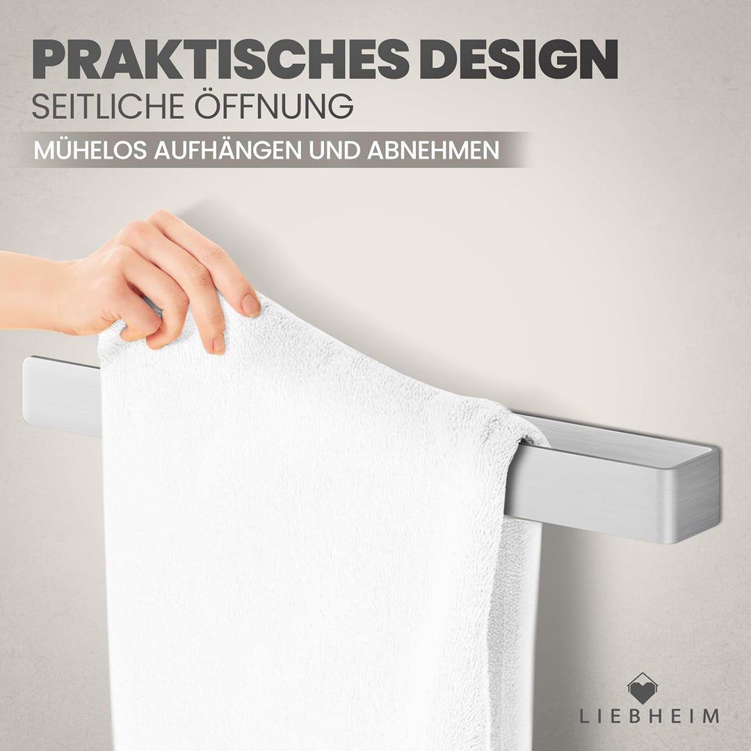LIEBHEIM Handtuchhalter ohne Bohren - TESA Montage Klebeband & extra grosse Klebefläche - Handtuchst