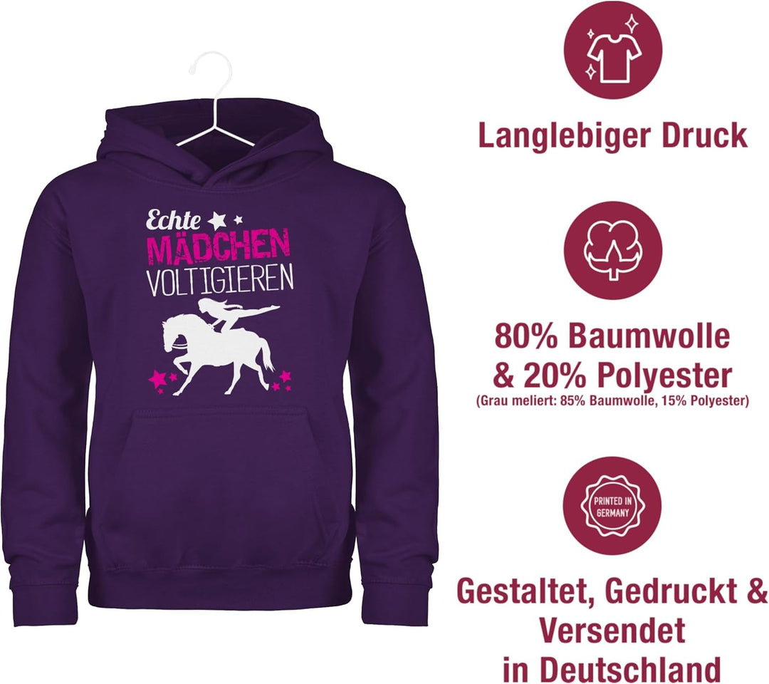 Shirtracer - Kinder Hoodie Jungen - Pferd Pferde - Echte Mädchen voltigieren 152 1 Lila, 152 1 Lila