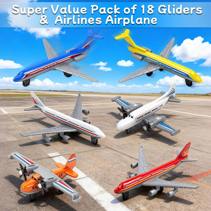 YongnKids 18 Pack Spielzeug Flugzeug, Diecast für Jungen Alter 3 4-7 8-12, Legierung Flugzeuge Model