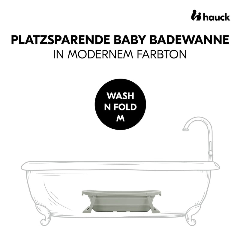 Hauck Babybadewanne Wash N Fold M, Babywanne Faltbar für Neugeborene bis 16 kg, Ablaufstöpsel mit Fa