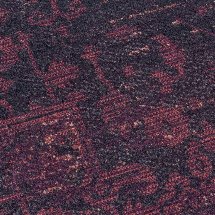 Carpetsale24 Waschbarer Kurzflor Teppich Läufer Schwarz 80x150 cm Vintage Design mit Rutschfester Rü
