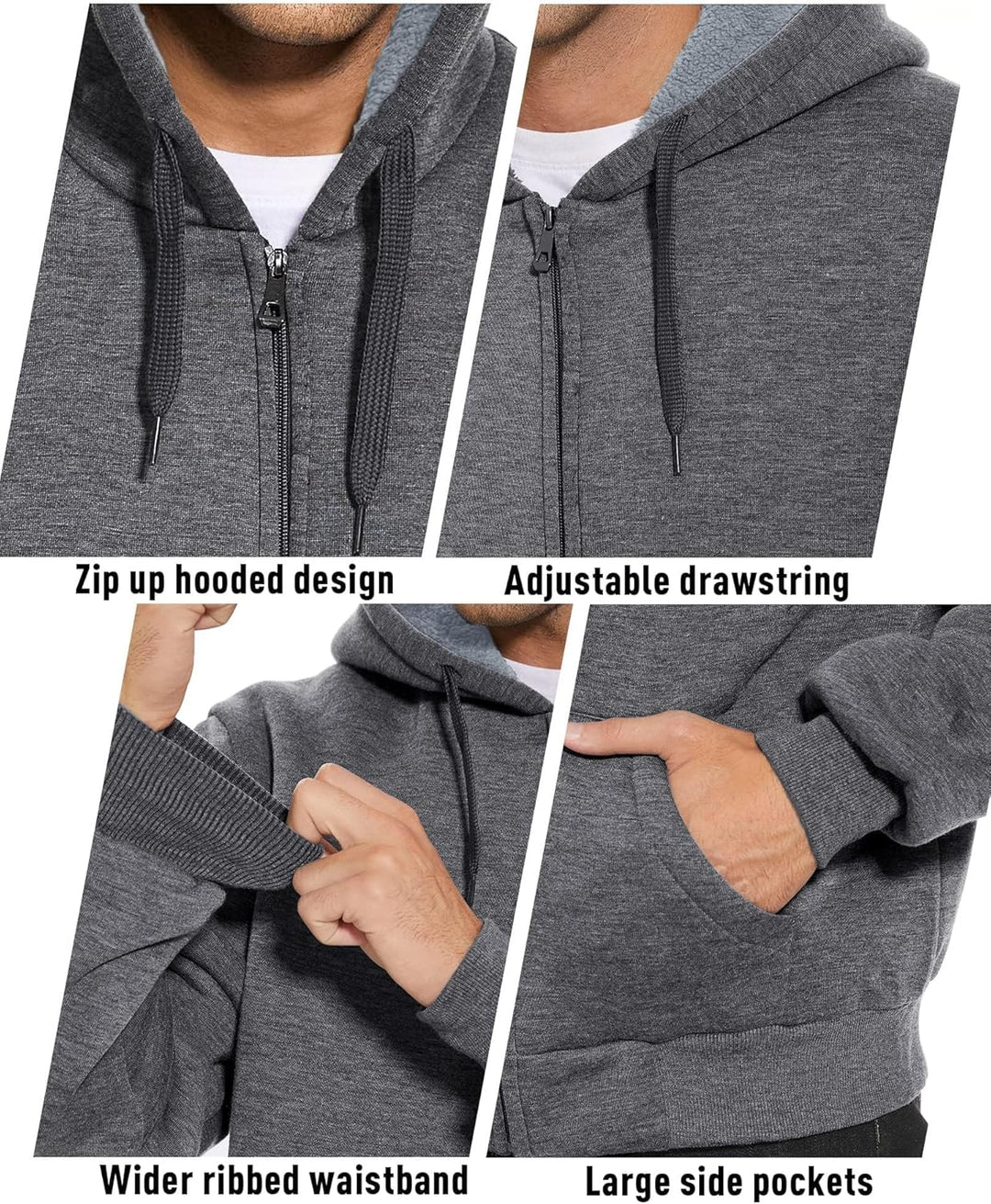 igeekwell Sweatjacke Herren mit Kapuze Winter Hoodie Dick Fleecejacke Herren Gefütterte Fleece Kapuz
