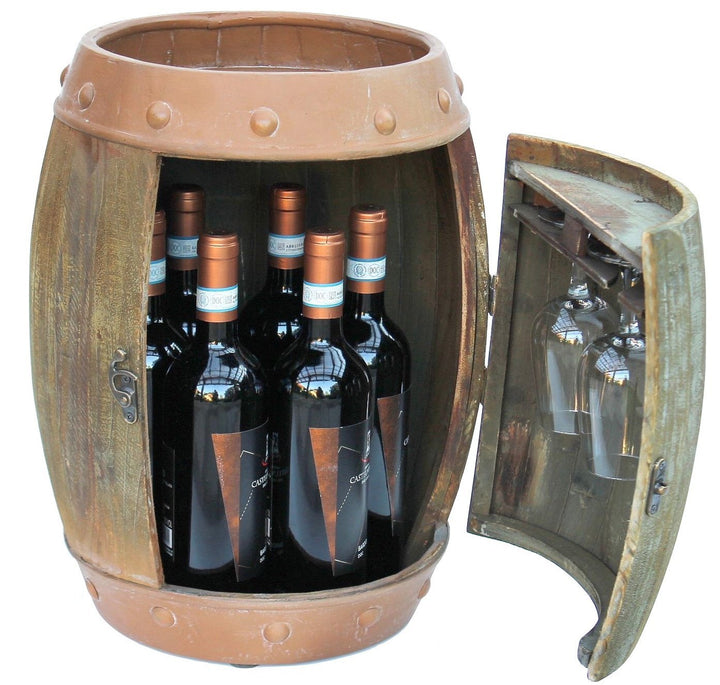 DanDiBo Weinregal Holz Weinfass Braun 44 cm 91361 Bar Flaschenregal Flaschenständer Klein Fass Holzf