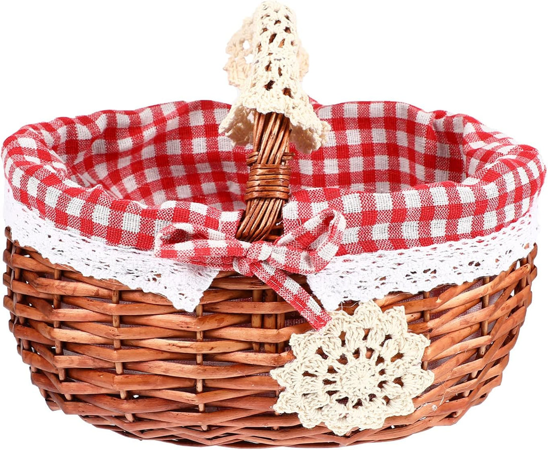 Generic Picknickkorb für Kinder, geflochten, Weidenkorb, Geschenkkorb, Osterkorb mit Griffen, Korb f