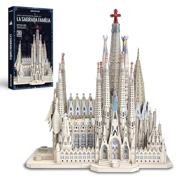 Piececool 3D Puzzle Metall Architecture Sagrada Familia, 3D Metall Puzzle für 340 Edelstahl, Ganzes