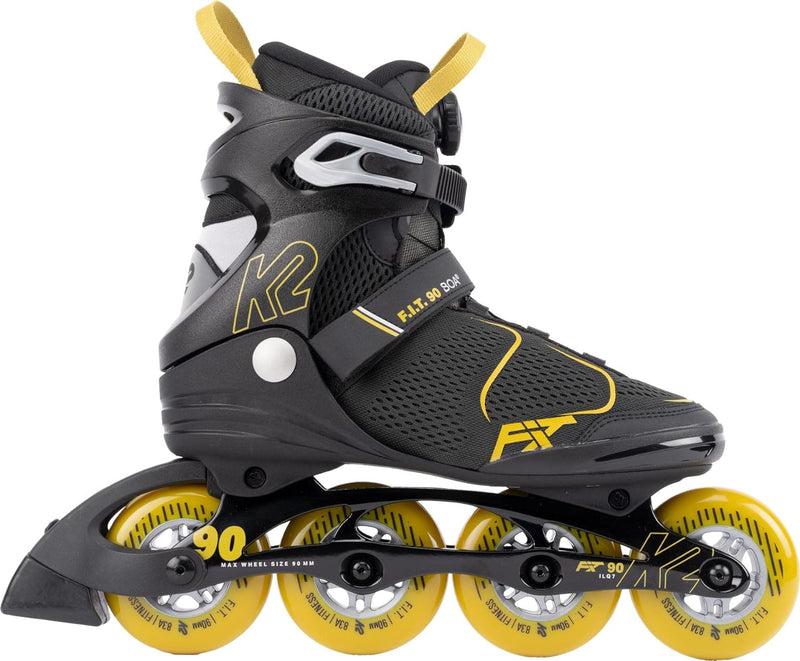 K2 Herren F.i.t. 90 Boa Inline Skates EU: 48 (UK: 12 / US: 13) grey - mustard, EU: 48 (UK: 12 / US: