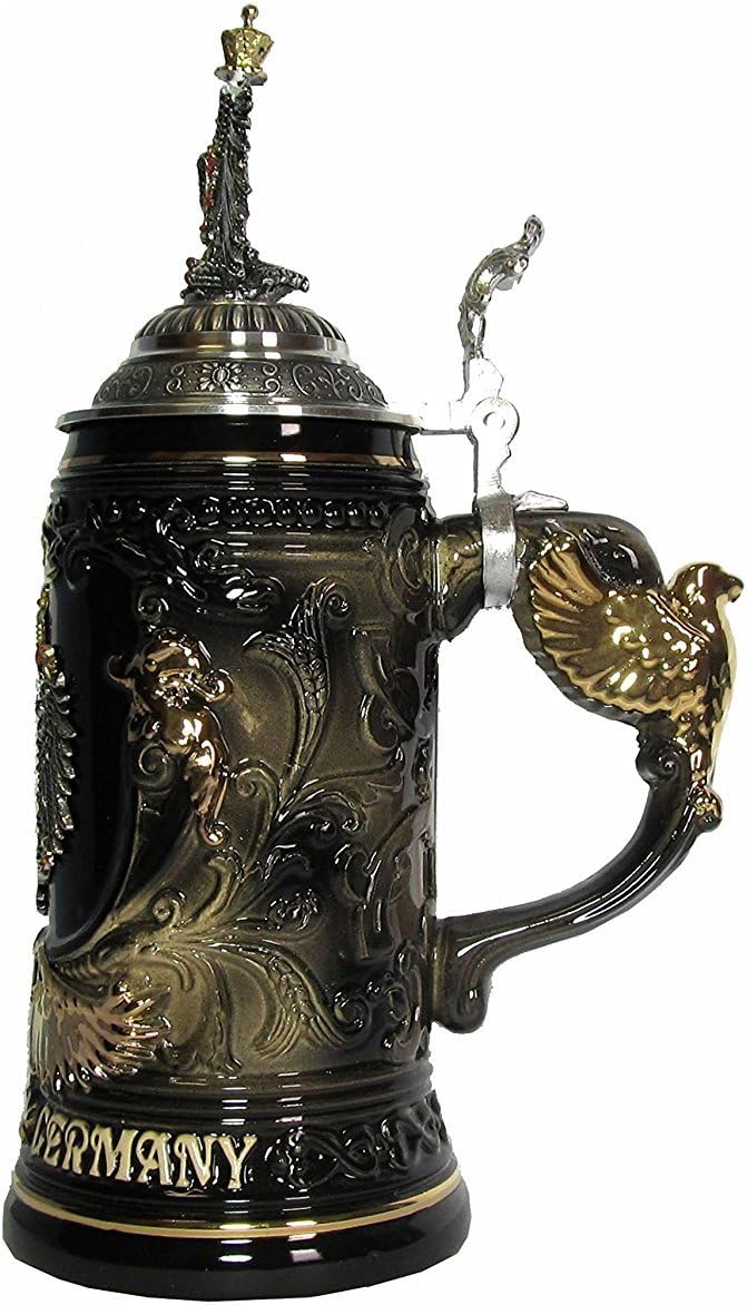 KING Bierkrug Deutschland Schild Seidel, Goldadlerhenkel 0,6 Liter Bierseidel