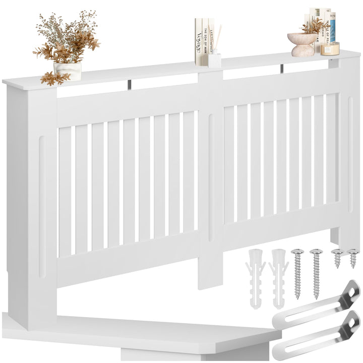 tectake® Heizkörperverkleidung, Holzverkleidung MDF, Heizungsverkleidung weiss mit Lamellen, Heizkör