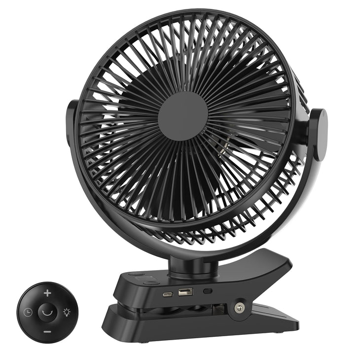 ELZO Tischventilatoren Camping Ventilator, 21cm/8.26 Zoll, 12000mAh Wiederaufladbarer USB Ventilator
