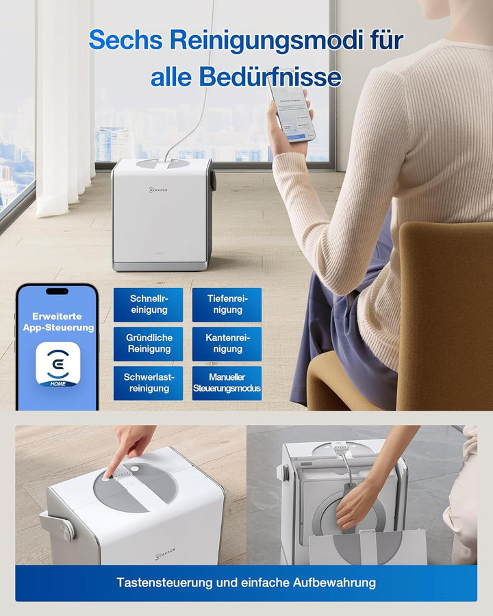 ECOVACS WINBOT W2 PRO Omni Fensterputzroboter mit 6-in-1 Multifunktionsstation, Aufladen im Betrieb,