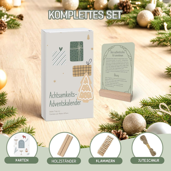 Achtsamkeit Adventskalender 2025 für Frauen – 24 inspirierende Karten mit Zitaten, Affirmationen & A