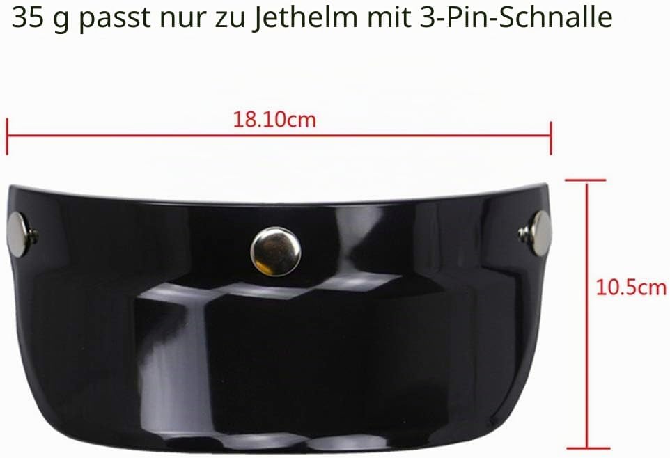 GoolRC Visier mit 3 Druckknöpfen und aufklappbarem Visier für offene Motorradhelme schwarz, schwarz
