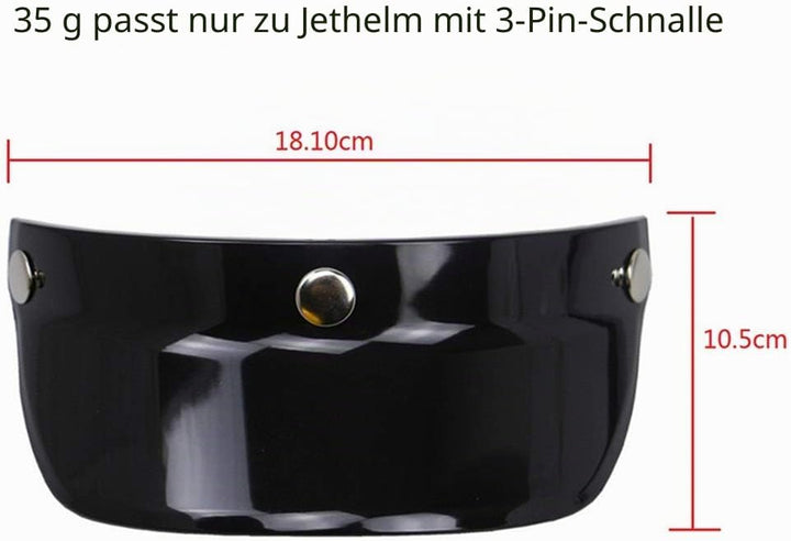 GoolRC Visier mit 3 Druckknöpfen und aufklappbarem Visier für offene Motorradhelme schwarz, schwarz