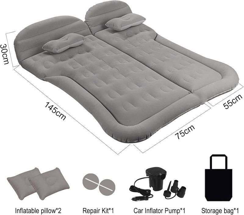 Vinteky Luftmatratze, Aufblasbare Auto Matratze Autobett mit elektrische Luftpumpe und 2 Kissen, Uni