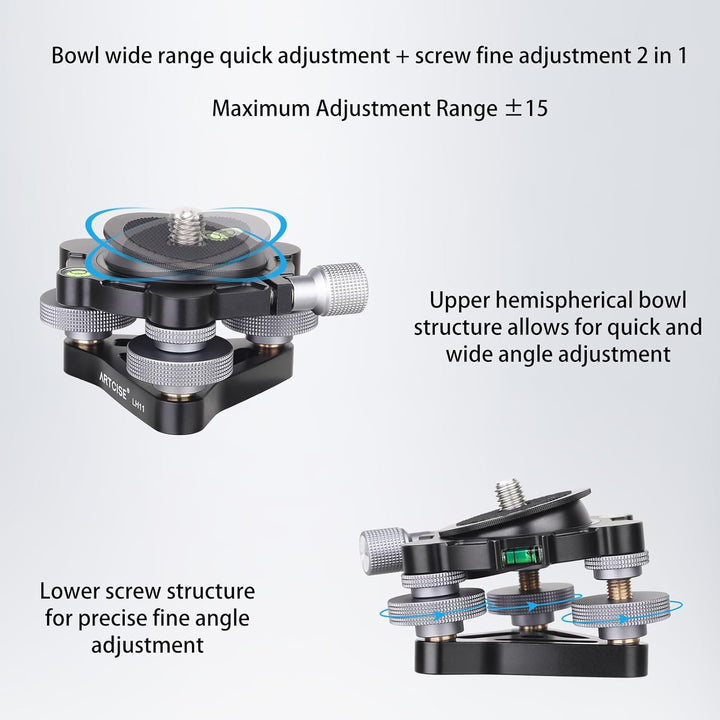 Dreibein-Nivellier-Basis ∅85 mm, Kamera-Nivelliermaschine, Aluminium, verstellbare Statikopfplatte -