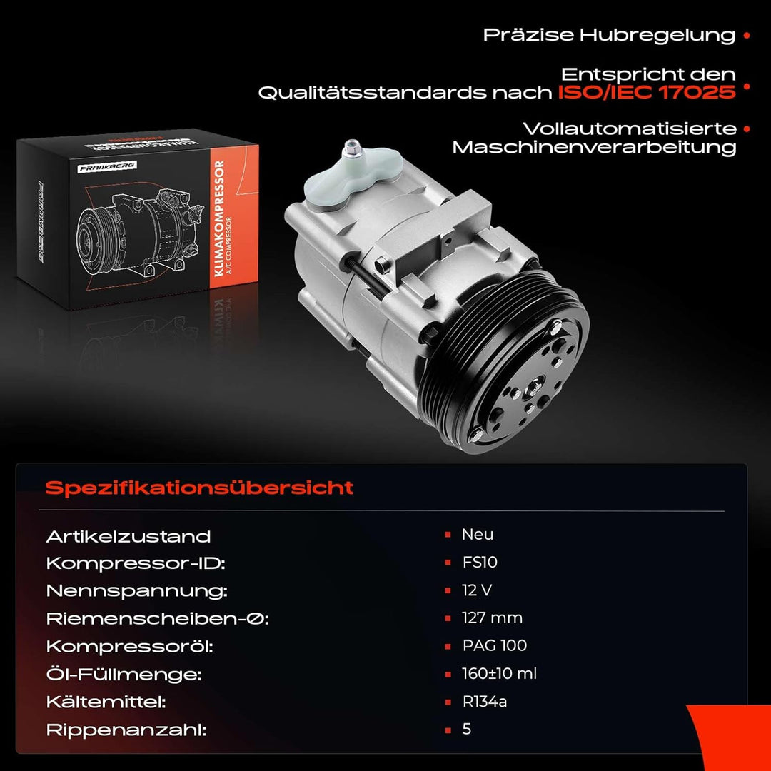 Frankberg Klimakompressor Klimaanlage Kompatibel mit Mondeo I GBP 1.8L Diesel 1993-1996 Mondeo II BA