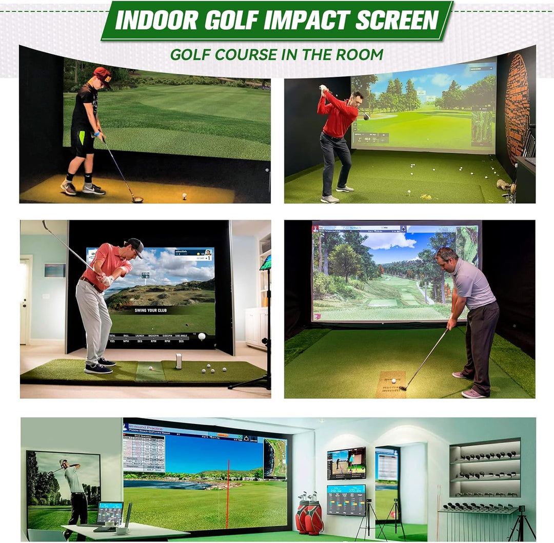 aikeec Golfsimulator-Schlagbildschirm: Golf-Schlagnetz mit 32 Ösen für Heimprojektorübungen 9.8 ft x