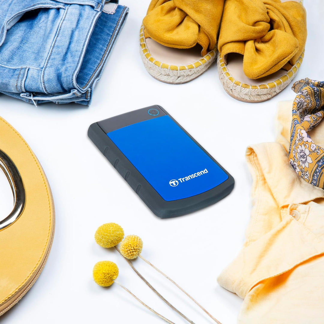 Transcend TS4TSJ25H3B 4TB portable Festplatte (HDD) in grau/blau mit Backup-Funktion (Datensicherung