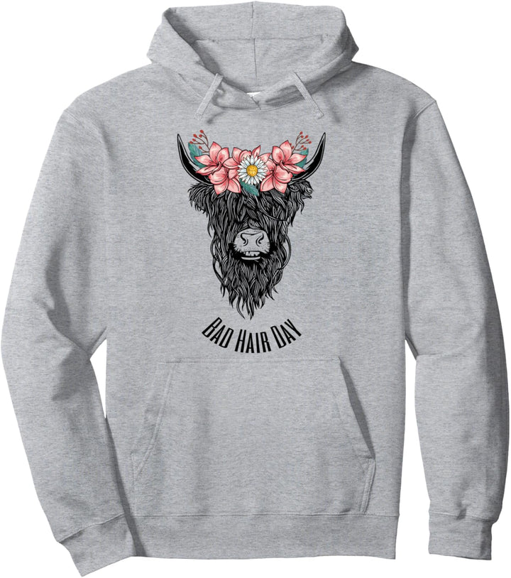 Hochlandrind Kuh Bad Hair Day Frisör Friseur Blumen Stylist Pullover Hoodie