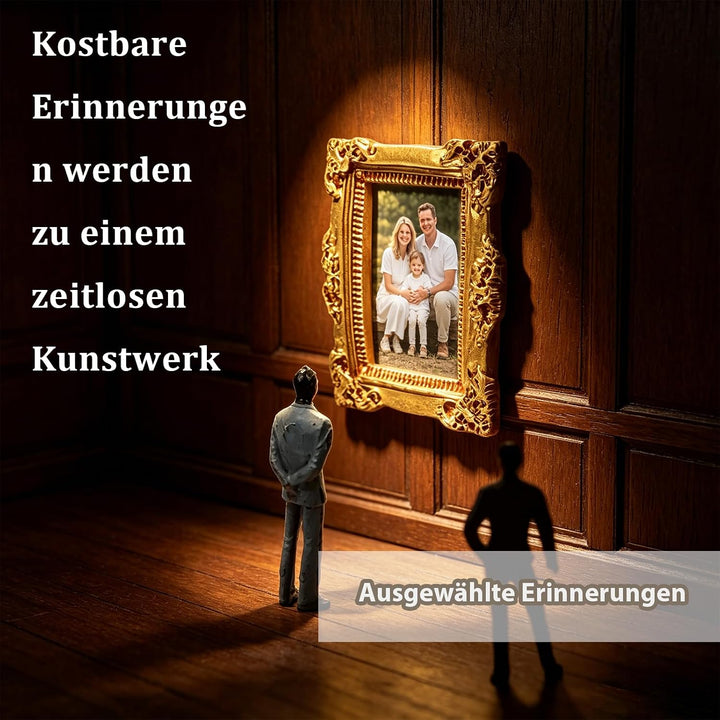 12 inches DIY Mini Museum Silhouette Box, Mini Figuren Menschen Museummit 11 Gold Rahmen &amp; 8 Figuren