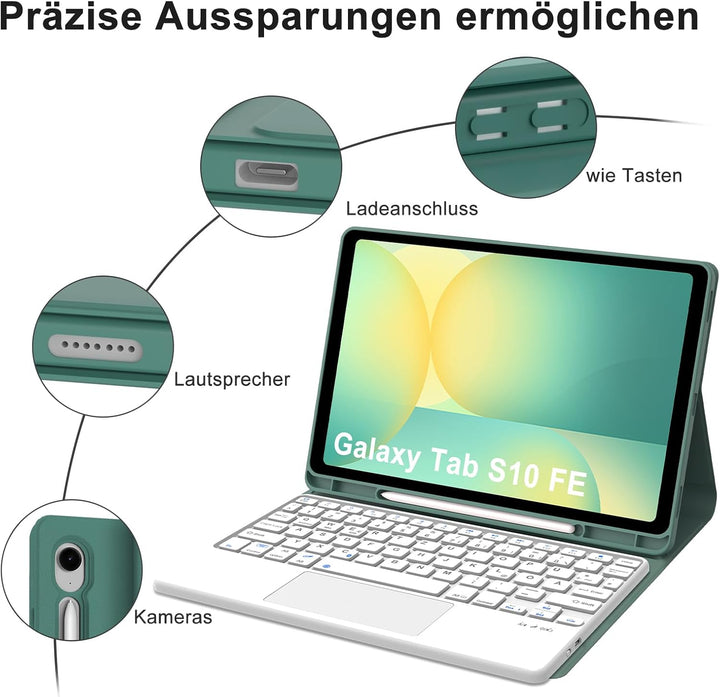 Tastatur für Samsung Galaxy Tab S9FE/S10FE 10.9", Hülle Tastatur Galaxy Tab S9/S10FE 2025 con Touchp