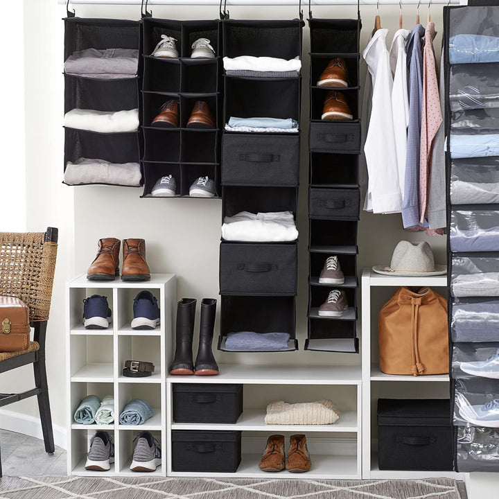 Household Essentials Grosse Aufbewahrungsbox aus Stoff, mit Deckelbox, Schwarz, 2 Stück Schwarz Larg