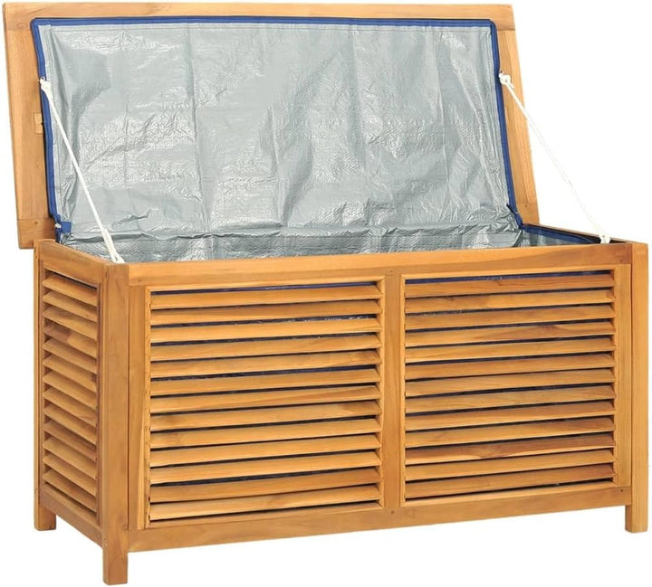 vidaXL Gartenbox mit Beutel 114x50x58 cm Massivholz Teak 114 x 50 x 58 cm, 114 x 50 x 58 cm