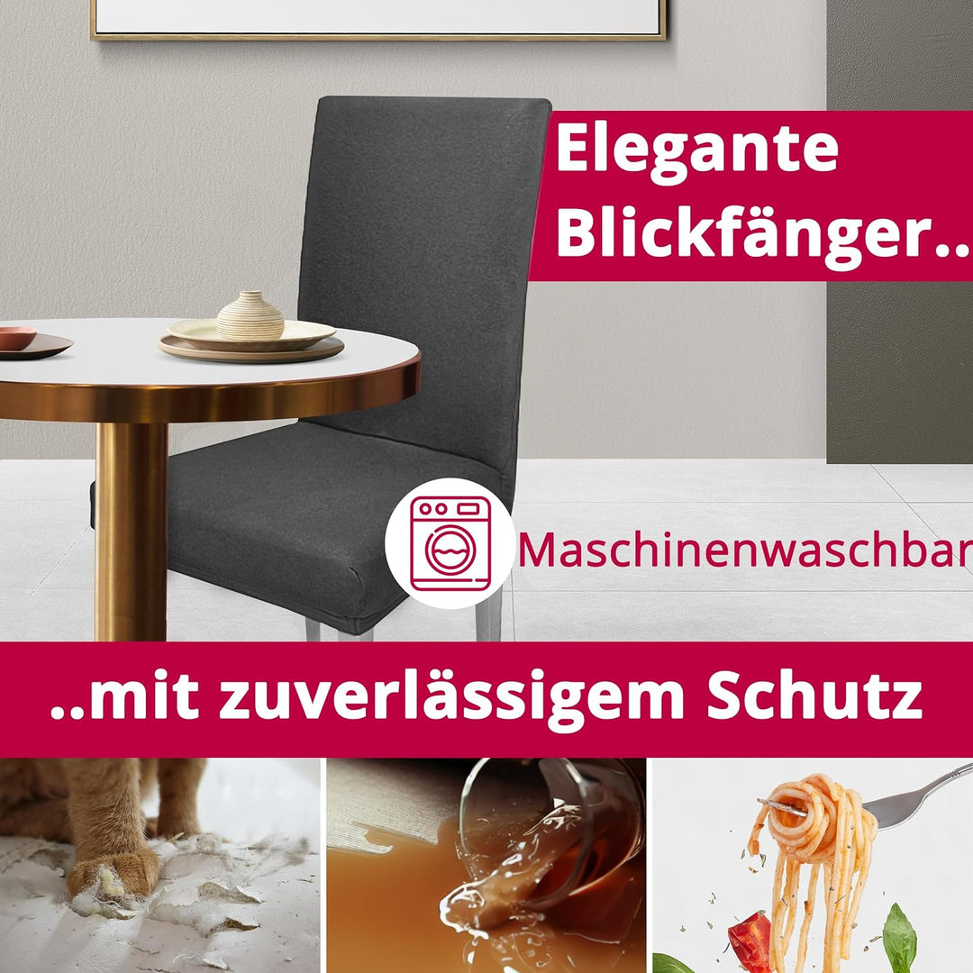 DecoHomeTextil Universal Stretch Uni Stuhlhusse Stuhlhussen Husse Hussen mit 200g/m² 4er Set Hellgra