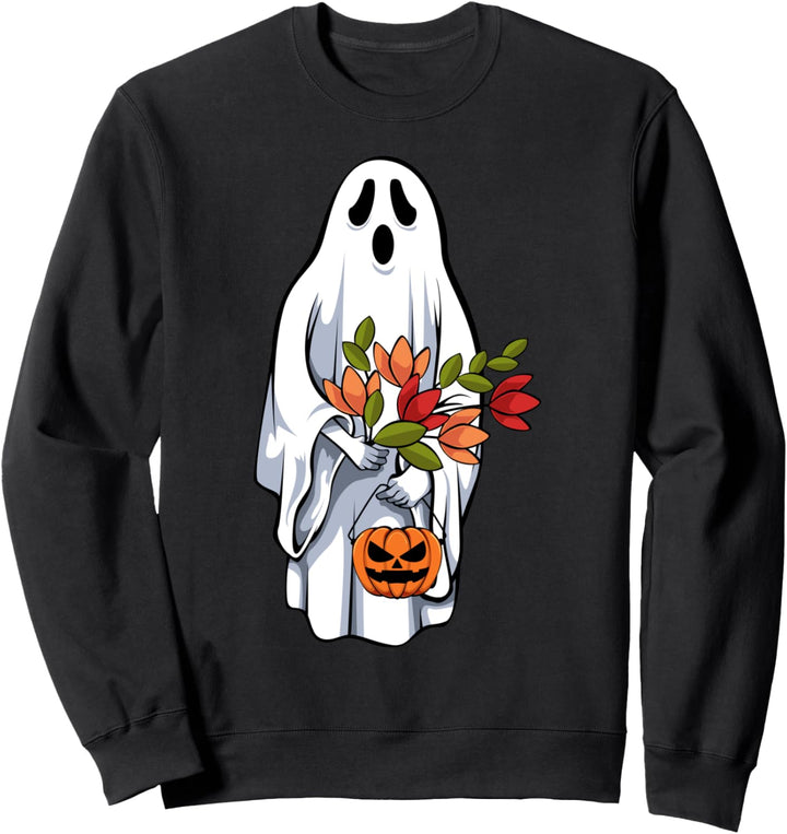 Vintage Floral Ghost Cute Halloween Costume Funny Creepy Sweatshirt