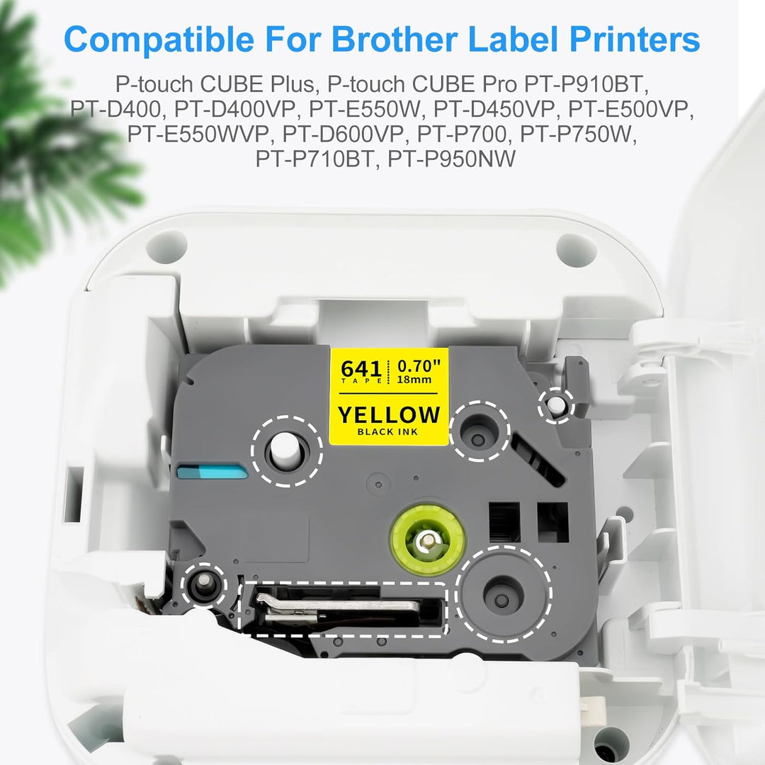3x XemaX Kompatibel Schriftband Ersatz für Brother P-touch Bänder 18mm TZe-641 TZe 0,7'' Etikettenba