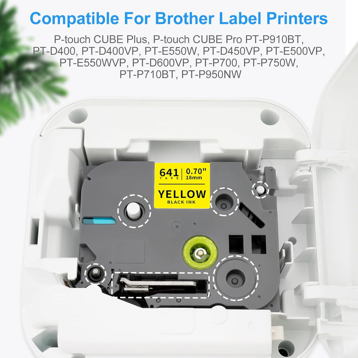 3x XemaX Kompatibel Schriftband Ersatz für Brother P-touch Bänder 18mm TZe-641 TZe 0,7'' Etikettenba