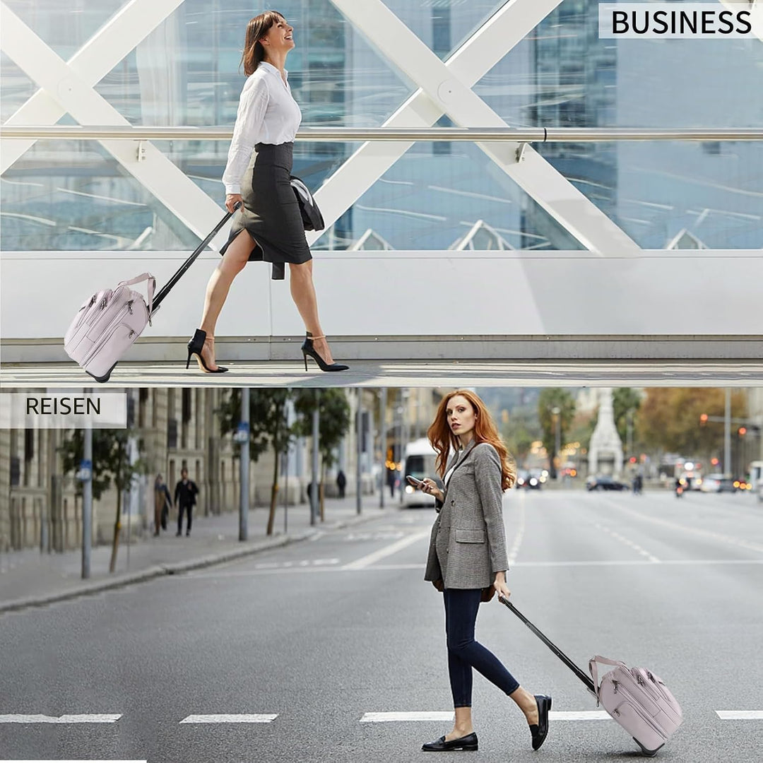 VANKEAN Rollende Laptoptasche Frauen mit Rädern, passend für bis zu 15,6 Zoll Rollende Aktentasche W