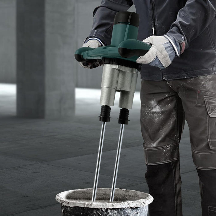 Mörtelrührer 2800W, Betonmischer mit 6 Geschwindigkeiten und Doppelrührwerk, Doppelrührwerk Rührwerk