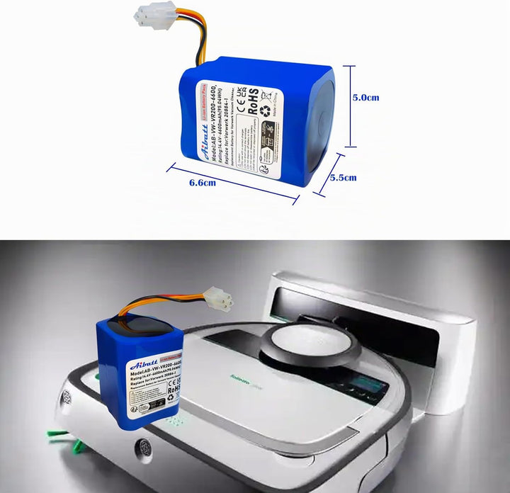 6600mAh Li-Ion Akku, Ersatzakku für Vorwerk Kobold VR200 Staubsauger, Ersatz für Vorwerk 20884-1, 4N