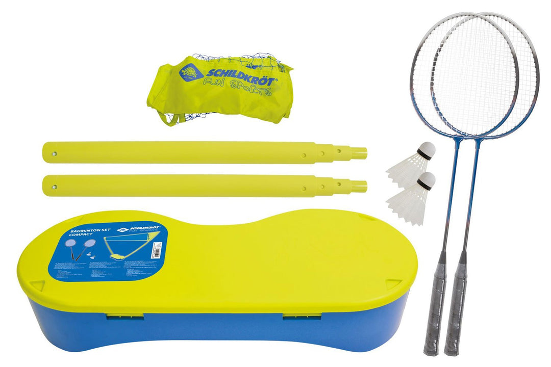 Schildkröt Badminton-Set Compact, inklusive Netz, 2 Schläger und 2 Bälle, im praktischen Kunststoffk