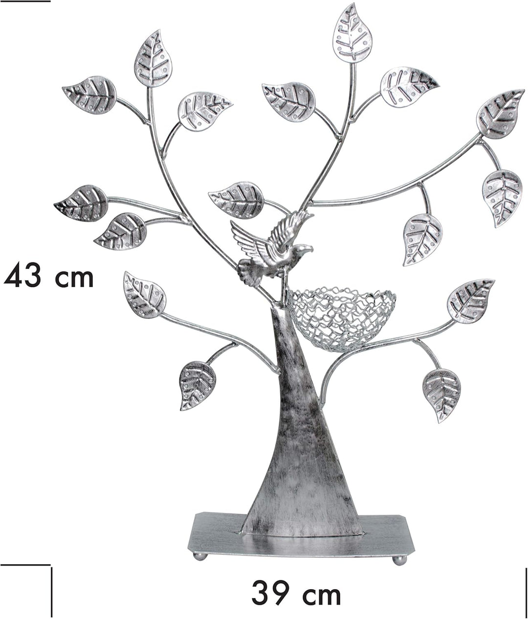 LAUBLUST Schmuckständer im Schmuckbaum Design - ca. 43x39x8 cm, Silbern - Dekorativer Metall Schmuck